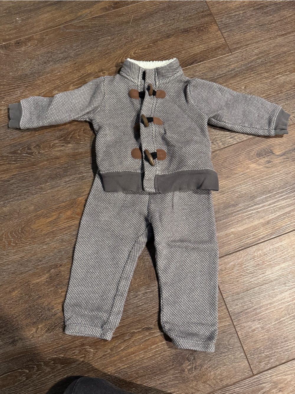 Carter's Gray Knit Hooded Matching Set 18 month